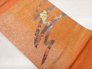 引箔鬘帯に面模様刺繍名古屋帯